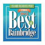 Award graphic titled "Island Readers' Pick Best of Bainbridge 2015.