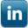 LinkedIn logo, blue square with white "in".