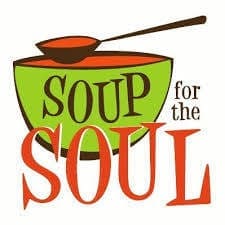 Logo featuring a green bowl with the text "Soup for the Soul" in bold letters. A spoon appears above the bowl.