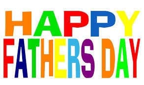 Colorful text saying "Happy Father's Day" on a white background.