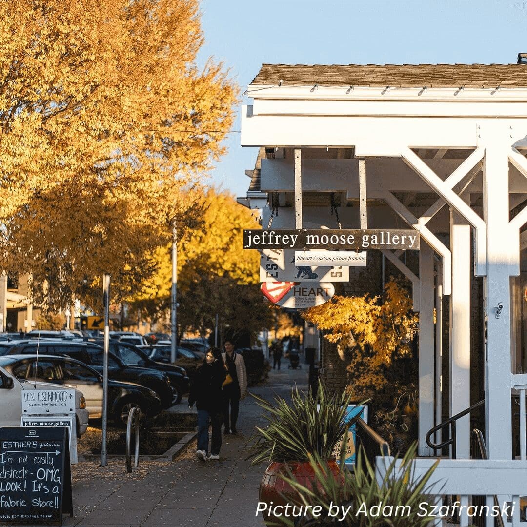Jeffrey Moose Gallery, autumn street scene.