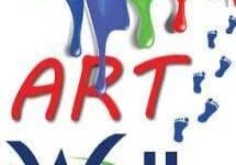 Art Walk logo featuring colorful paint drips forming the word "ART" above the word "Walk," with blue footprints trailing off to the right.