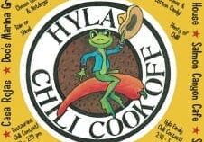 Poster for the 15th annual Hyla Chili Cook Off on May 19, 2012, from 12-5 PM at Hyla Middle School, Bainbridge Island, WA, featuring live music, games, raffles, and a jumping castle for kids.