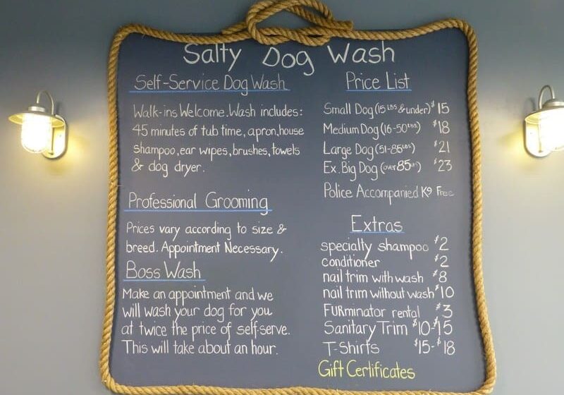 Dog wash and grooming price list.