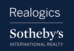 Logo of Realogics Sotheby's International Realty, featuring white text on a dark blue background.