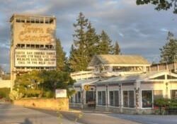 Image of a Town and Country shopping center with a large sign and multiple storefronts, trees in the background, and a clear sky visible.