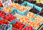 Fresh fruit and berries for sale.