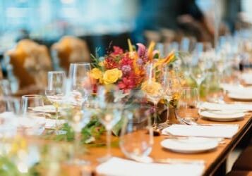 A table set for a formal dinner.